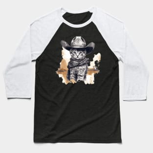 Funny Cat Cowboy Cowgirl Meow Howdy Meowdy Baseball T-Shirt